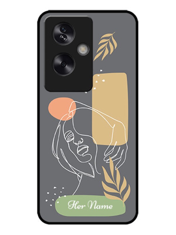 Custom Oppo A79 5G Custom Metal Phone Case - Gazing Woman Line Art Design