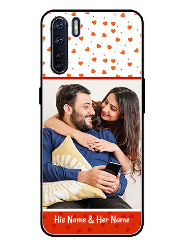 Custom Oppo F15 Custom Metal Phone Case - Orange Love Symbol Design