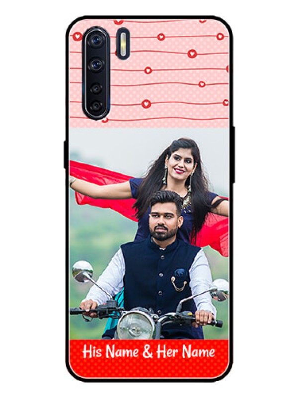 Custom Oppo F15 Custom Metal Phone Case - Red Pattern Case Design