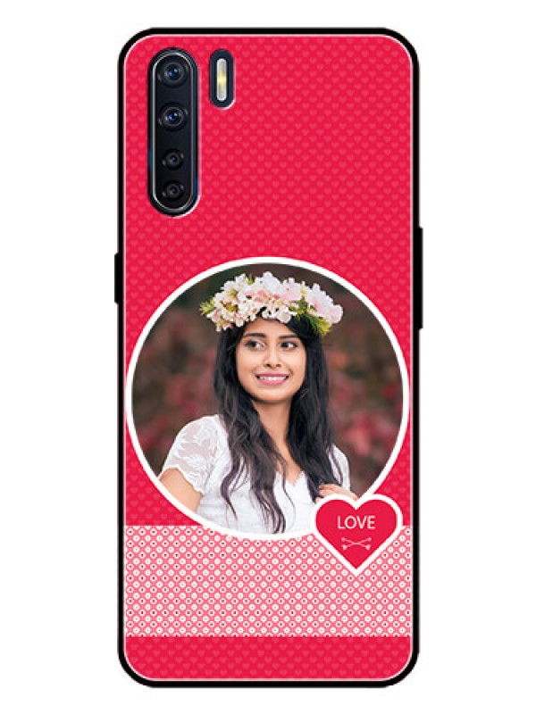 Custom Oppo F15 Custom Metal Phone Case - Pink Color Pattern Design