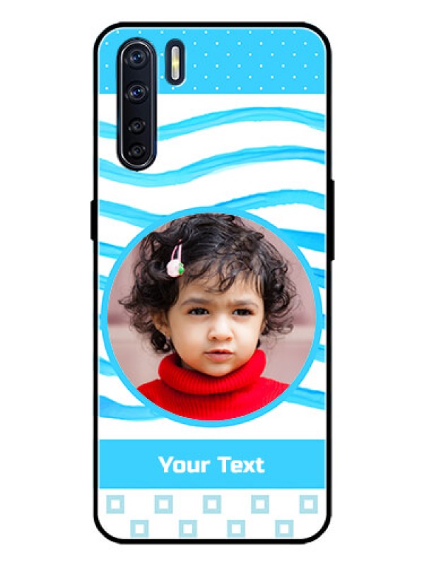 Custom Oppo F15 Custom Metal Phone Case - Simple Blue Case Design