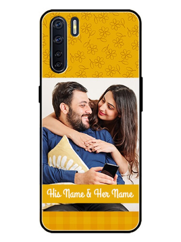 Custom Oppo F15 Custom Metal Phone Case - Yellow Floral Design