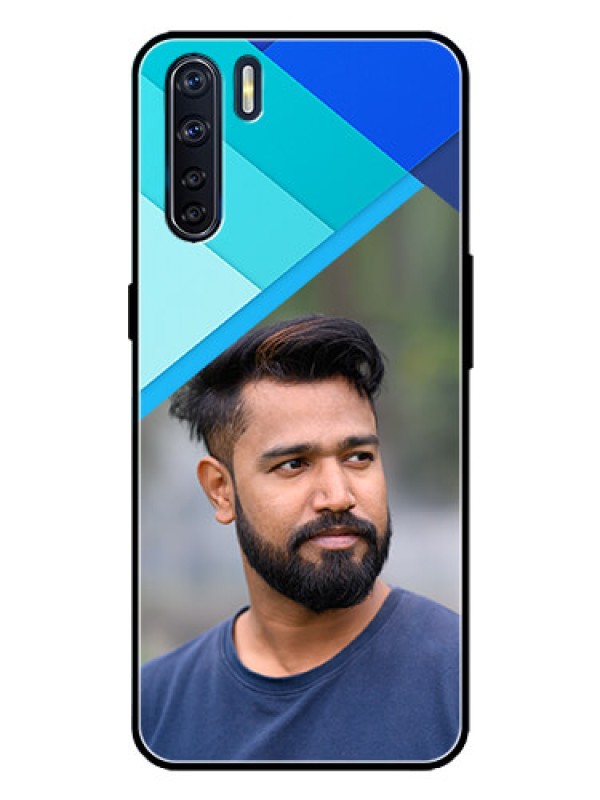 Custom Oppo F15 Custom Metal Phone Case - Blue Pattern Design