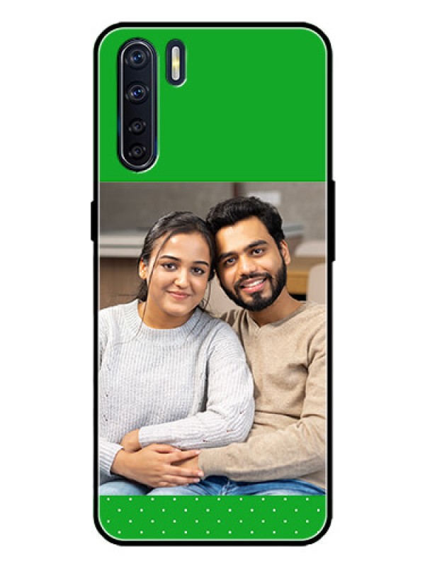 Custom Oppo F15 Custom Metal Phone Case - Green Pattern Design