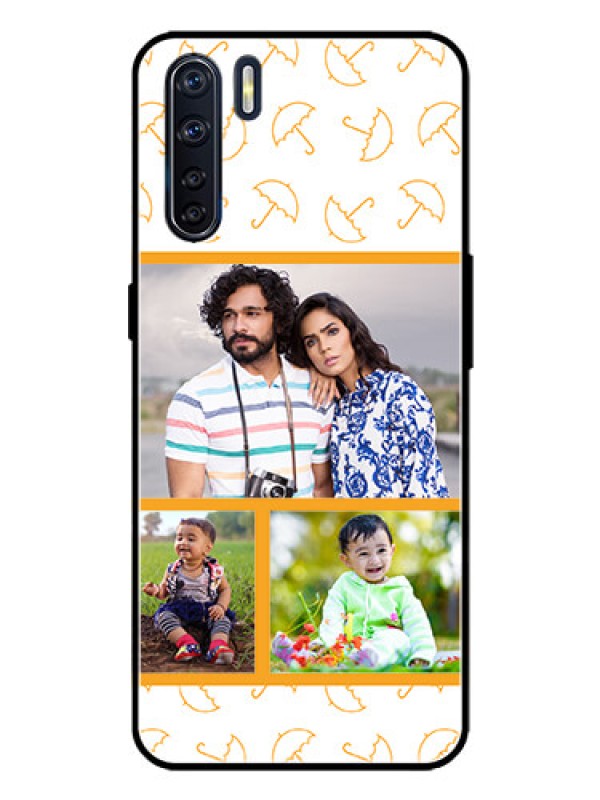 Custom Oppo F15 Custom Metal Phone Case - Yellow Pattern Design