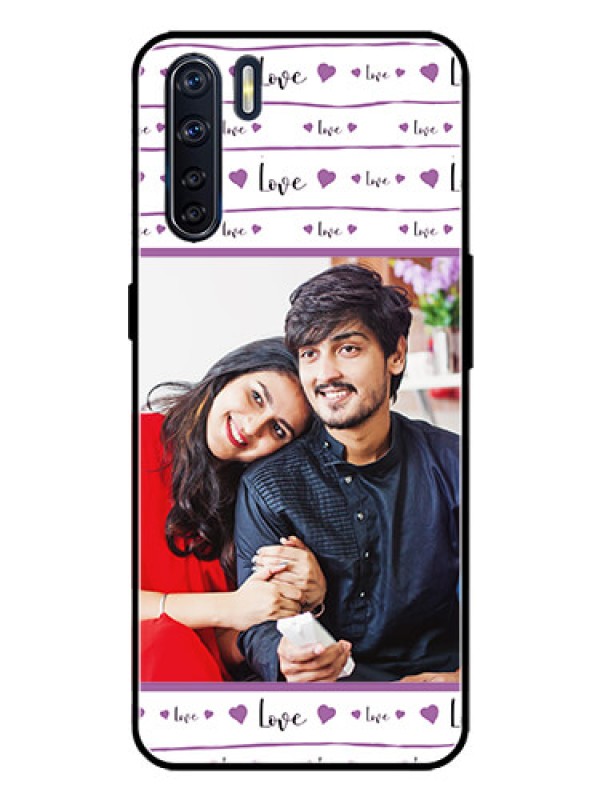 Custom Oppo F15 Custom Metal Phone Case - Couples Heart Design