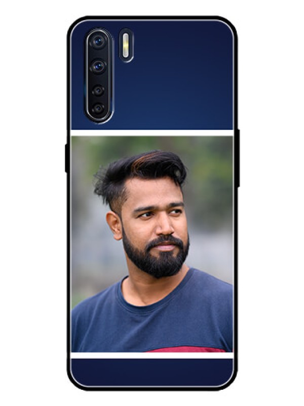 Custom Oppo F15 Custom Metal Phone Case - Simple Royal Blue Design