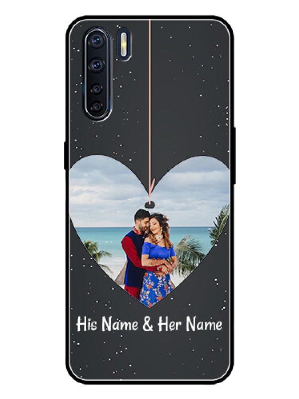 Custom Oppo F15 Custom Metal Phone Case - Hanging Heart Design