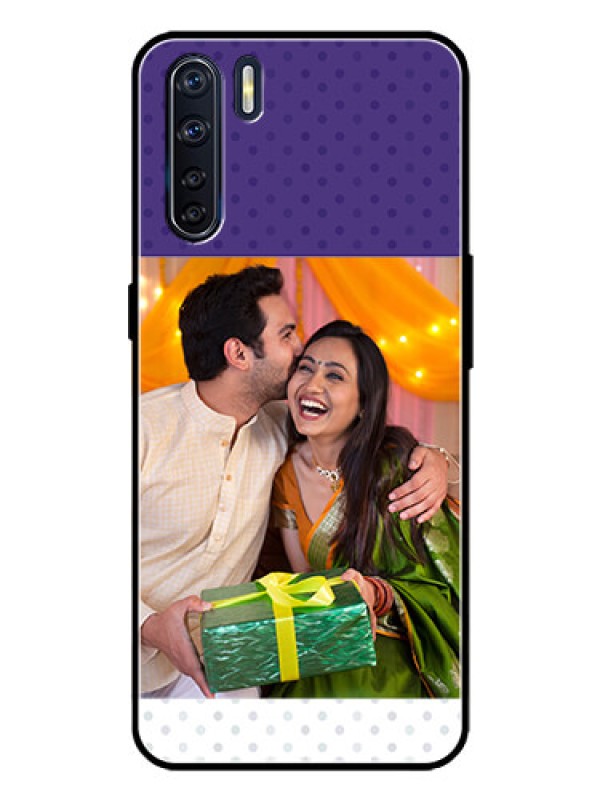 Custom Oppo F15 Custom Metal Phone Case - Violet Colored Pattern Design