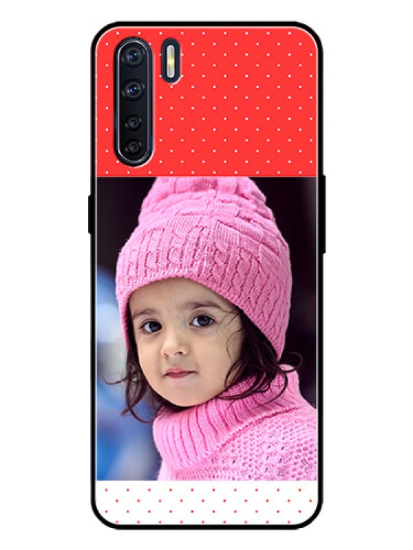 Custom Oppo F15 Custom Metal Phone Case - Red Pattern Design