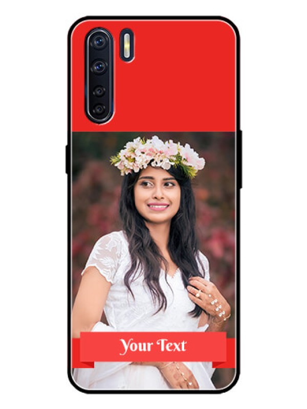 Custom Oppo F15 Custom Metal Phone Case - Simple Red Color Design