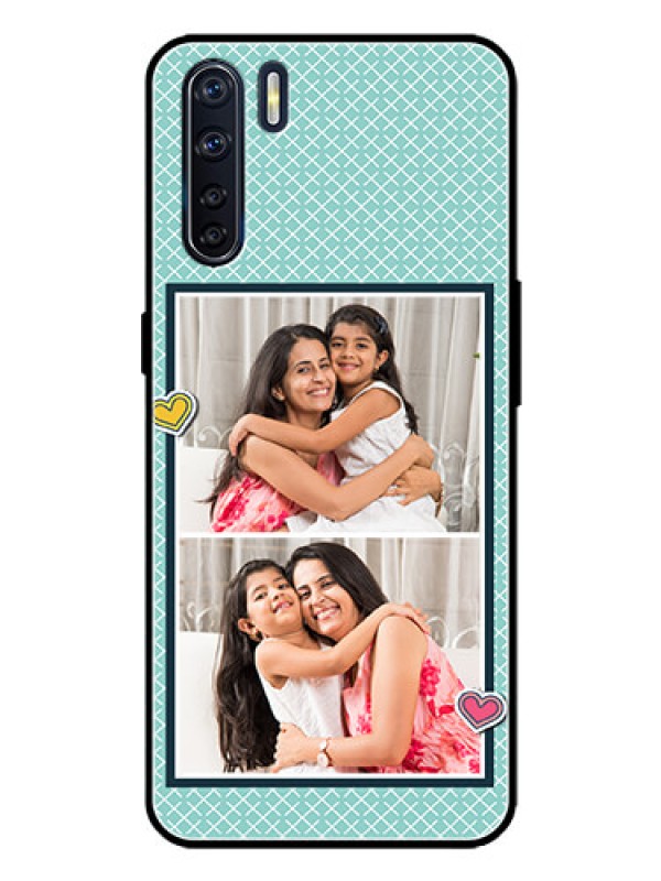 Custom Oppo F15 Custom Metal Phone Case - 2 Image Holder With Pattern Design