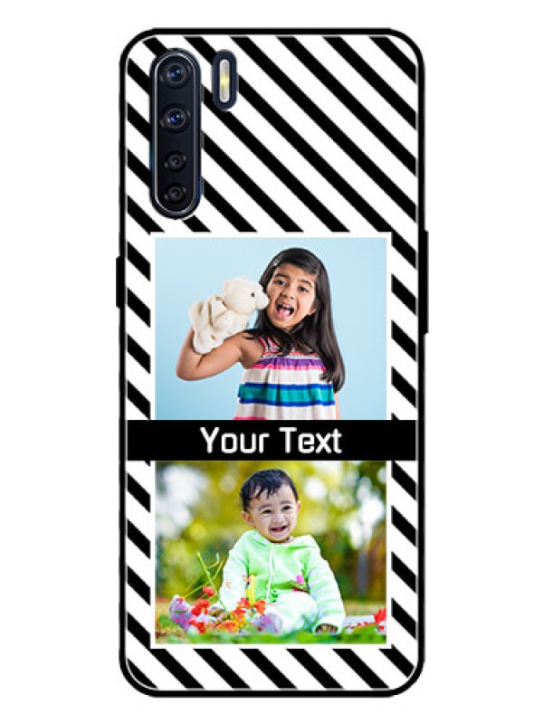 Custom Oppo F15 Custom Metal Phone Case - Black And White Stripes Design