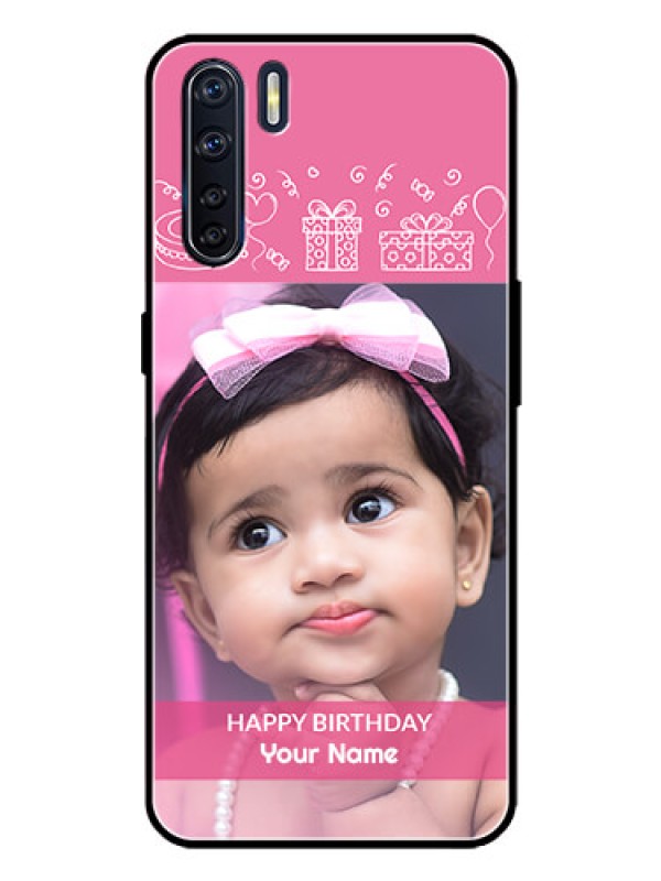 Custom Oppo F15 Custom Metal Phone Case - With Birthday Line Art Design