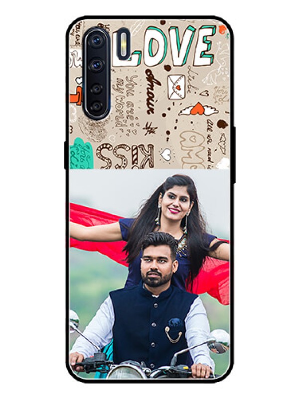 Custom Oppo F15 Custom Metal Phone Case - Love Doodle Pattern