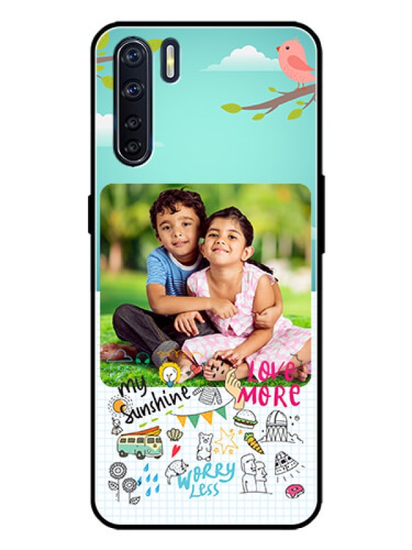 Custom Oppo F15 Custom Metal Phone Case - Doodle Love Design