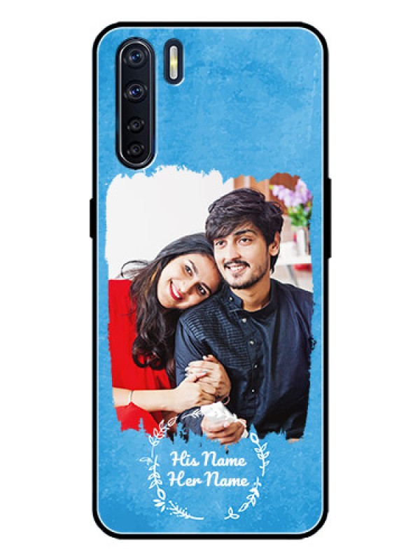 Custom Oppo F15 Custom Metal Phone Case - Blue Color Vintage Design