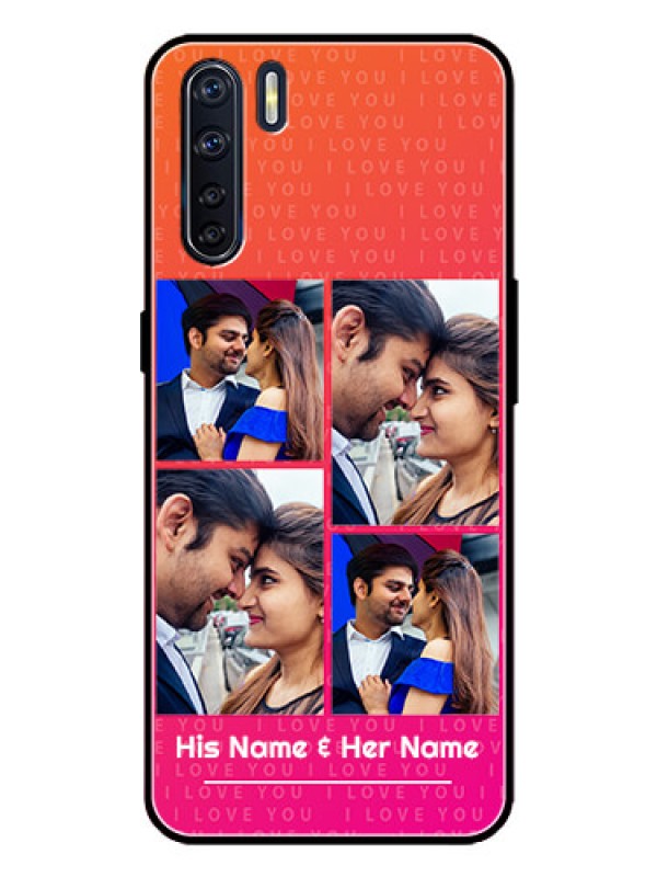 Custom Oppo F15 Custom Metal Phone Case - I Love You Pink Design