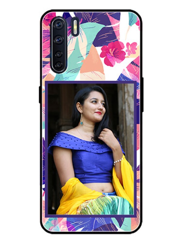 Custom Oppo F15 Custom Metal Phone Case - Abstract Floral Design