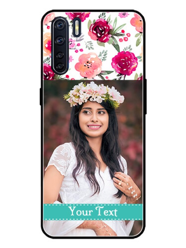 Custom Oppo F15 Custom Metal Phone Case - Water Colors Floral Design