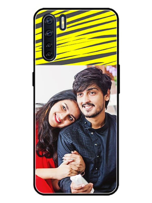 Custom Oppo F15 Custom Metal Phone Case - Yellow Abstract Design