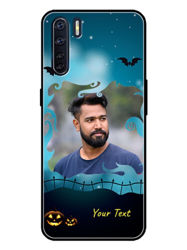 Custom Oppo F15 Custom Metal Phone Case - Halloween Frame Design