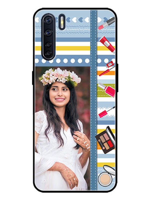 Custom Oppo F15 Custom Metal Phone Case - Makeup Icons Design
