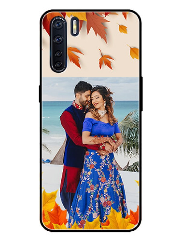 Custom Oppo F15 Custom Metal Phone Case - Autumn Maple Leaves Design