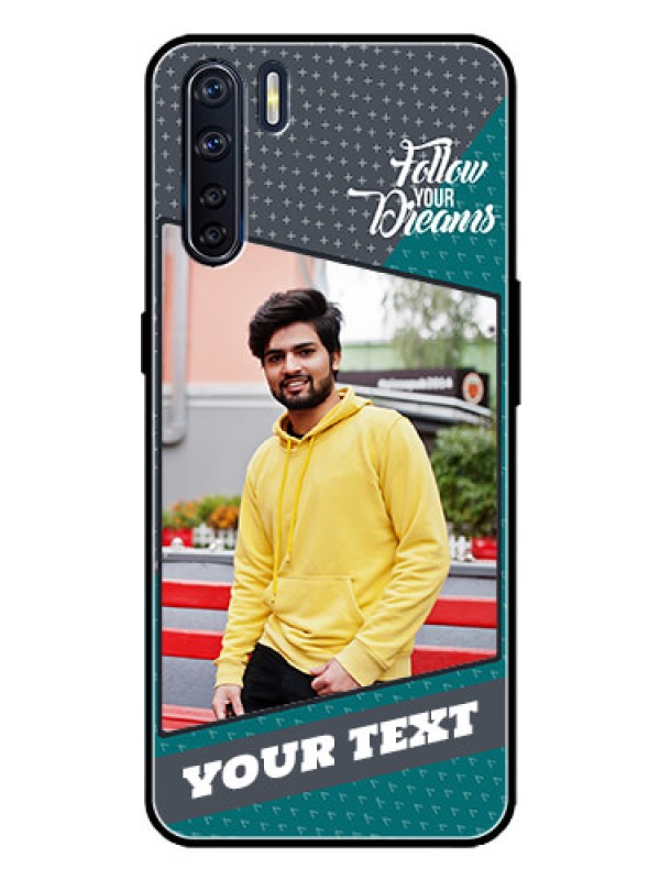 Custom Oppo F15 Custom Metal Phone Case - Background Pattern Design With Quote