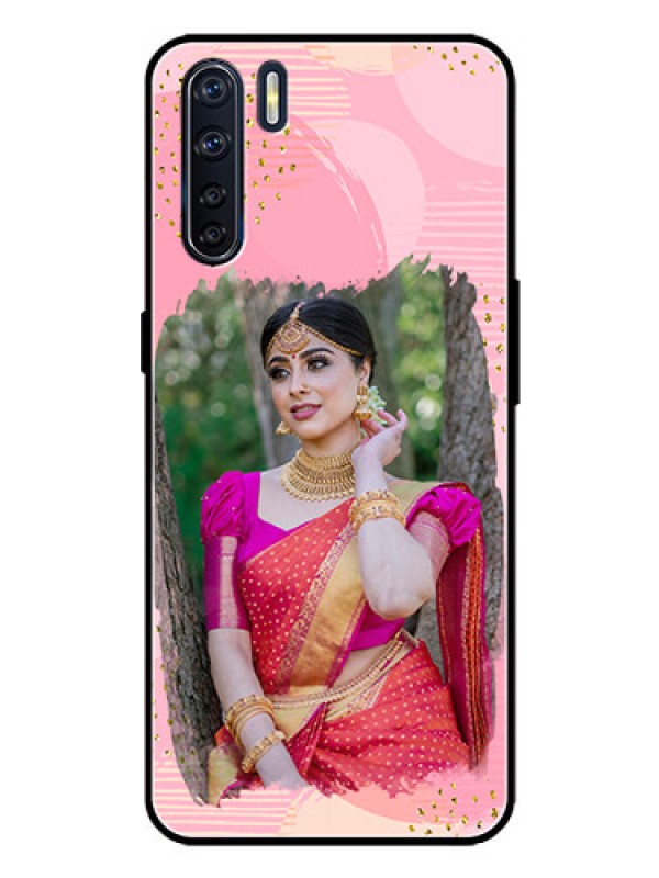 Custom Oppo F15 Custom Metal Phone Case - Gold Glitter Splash Design