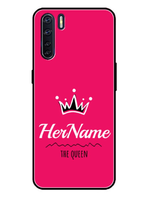 Custom Oppo F15 Custom Metal Phone Case - Queen With Name Design