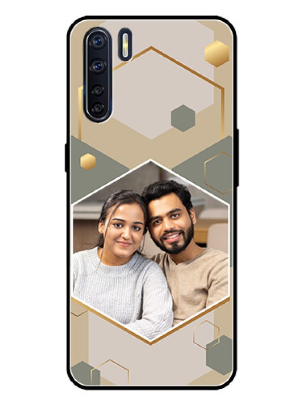 Custom Oppo F15 Custom Metal Phone Case - Stylish Hexagon Pattern Design