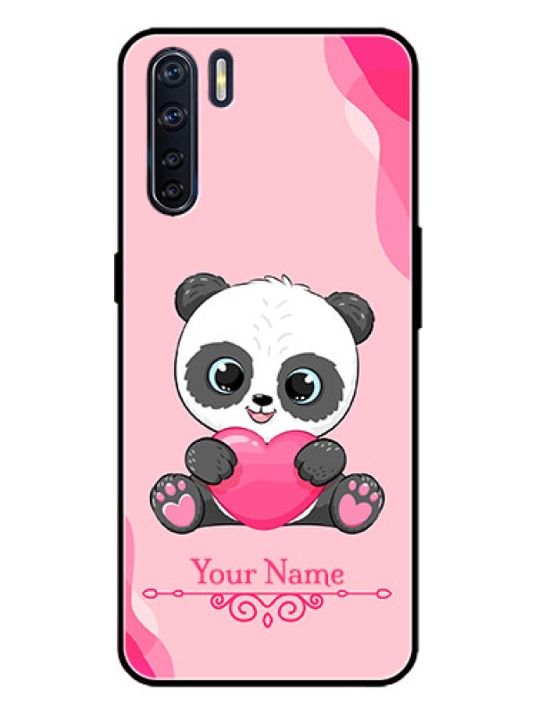 Custom Oppo F15 Custom Metal Phone Case - Cute Panda Design