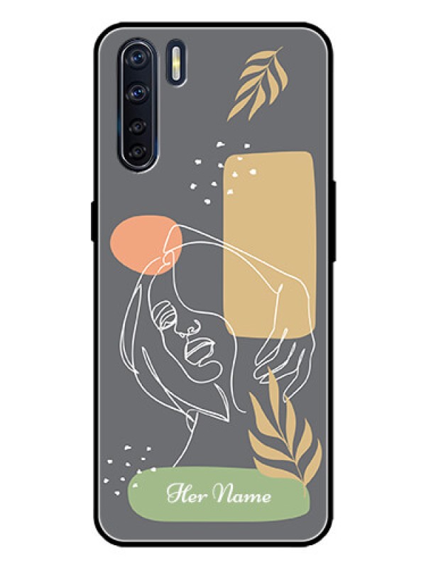 Custom Oppo F15 Custom Metal Phone Case - Gazing Woman Line Art Design