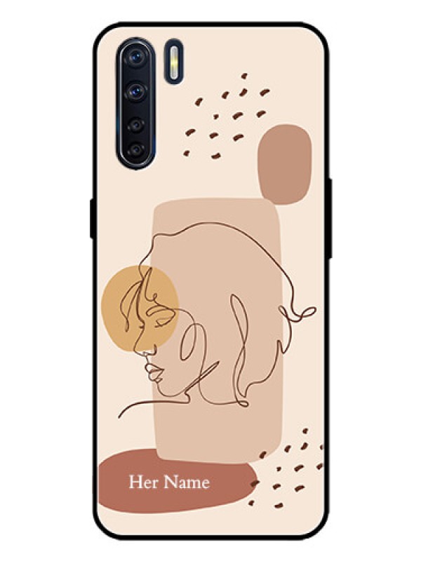 Custom Oppo F15 Custom Metal Phone Case - Calm Woman Line Art Design