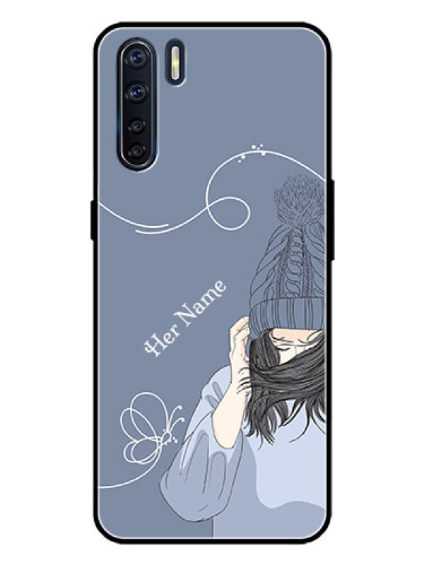 Custom Oppo F15 Custom Metal Phone Case - Girl In Winter Outfit Design