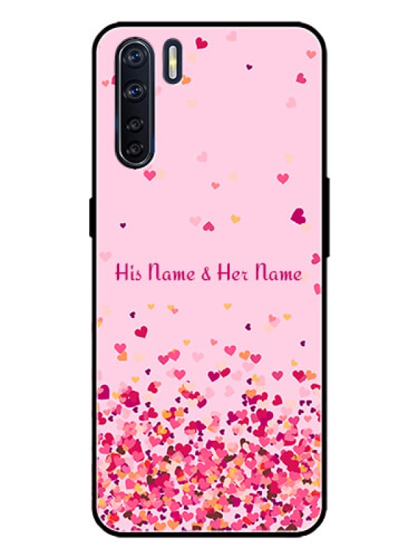 Custom Oppo F15 Custom Metal Phone Case - Floating Hearts Design