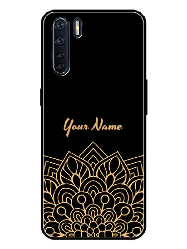 Custom Oppo F15 Custom Metal Phone Case - Golden Mandala Design