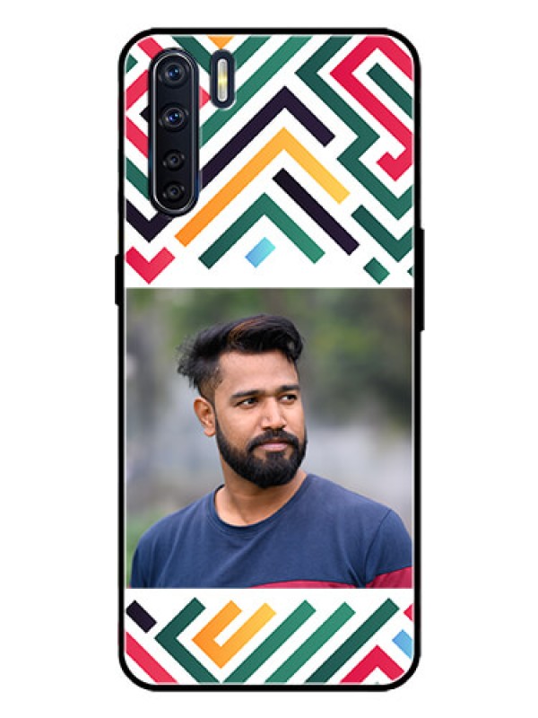 Custom Oppo F15 Custom Metal Phone Case - Colorful Maze Pattern Design