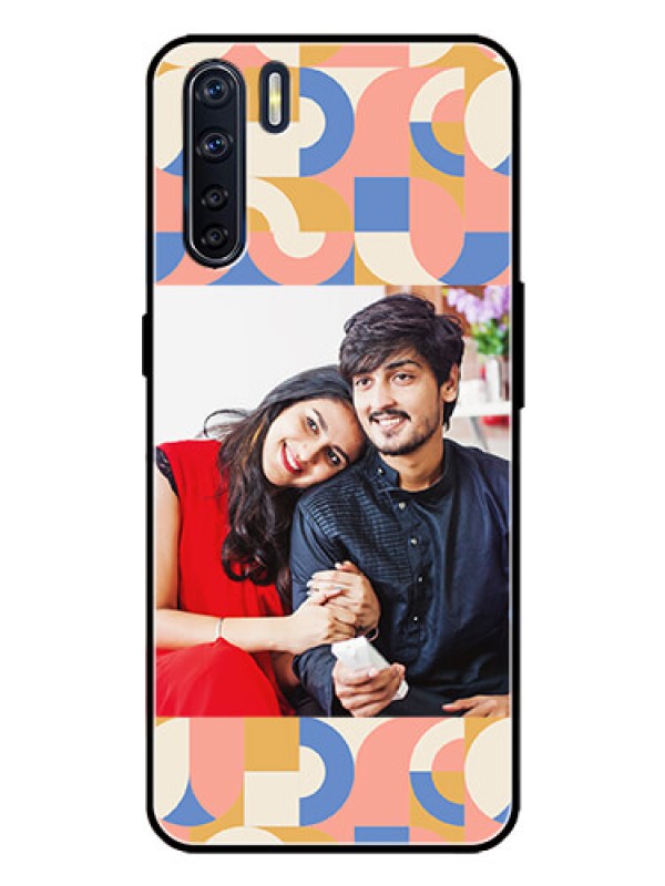 Custom Oppo F15 Custom Metal Phone Case - Semi - Circle Maze Pattern Design