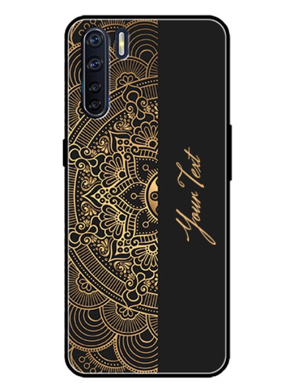 Custom Oppo F15 Custom Metal Phone Case - Mandala Art With Custom Text Design