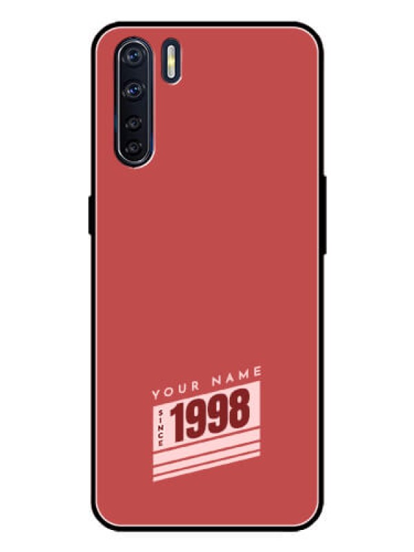 Custom Oppo F15 Custom Metal Phone Case - Red Custom Year Of Birth Design