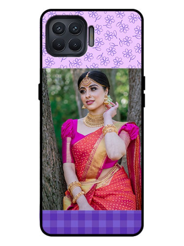 Custom Oppo F17 Pro Custom Metal Phone Case - Purple Floral Design