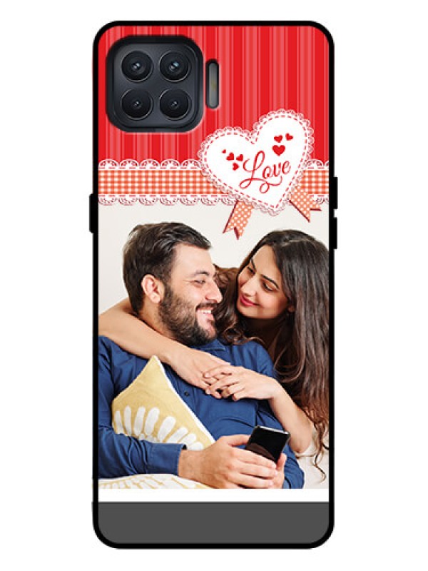 Custom Oppo F17 Pro Custom Metal Phone Case - Red Love Pattern Design
