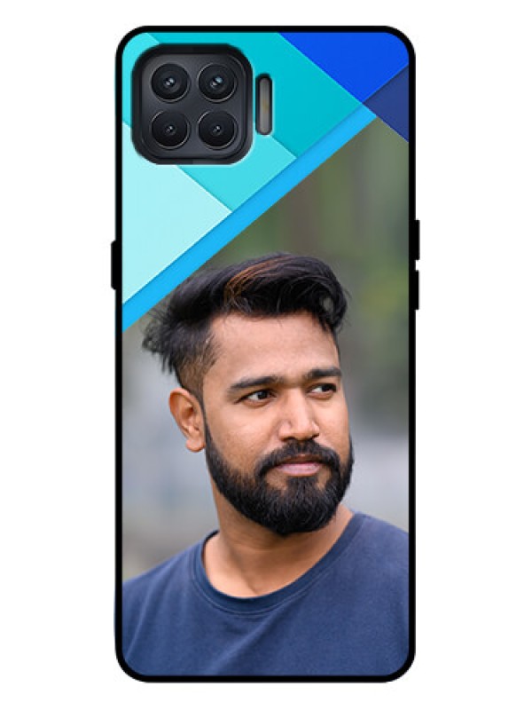 Custom Oppo F17 Pro Custom Metal Phone Case - Blue Pattern Design
