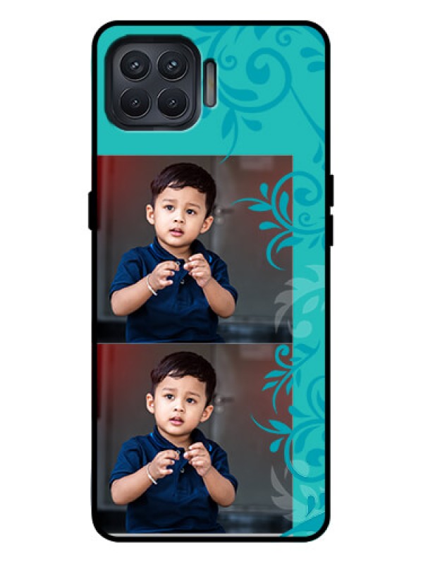 Custom Oppo F17 Pro Custom Metal Phone Case - With Photo And Green Floral Design