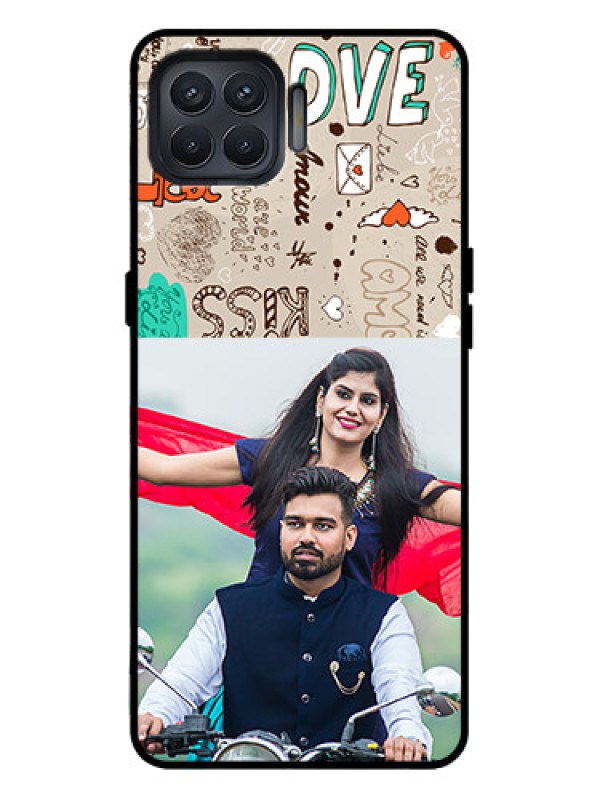 Custom Oppo F17 Pro Custom Metal Phone Case - Love Doodle Pattern