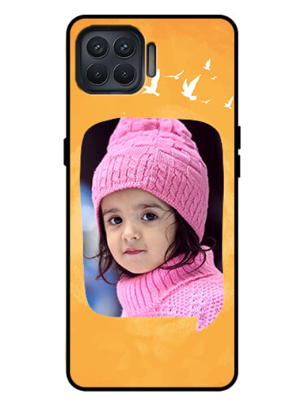 Custom Oppo F17 Pro Custom Metal Phone Case - Water Color Design With Bird Icons