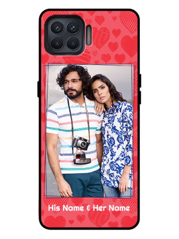 Custom Oppo F17 Pro Custom Metal Phone Case - With Red Heart Symbols Design