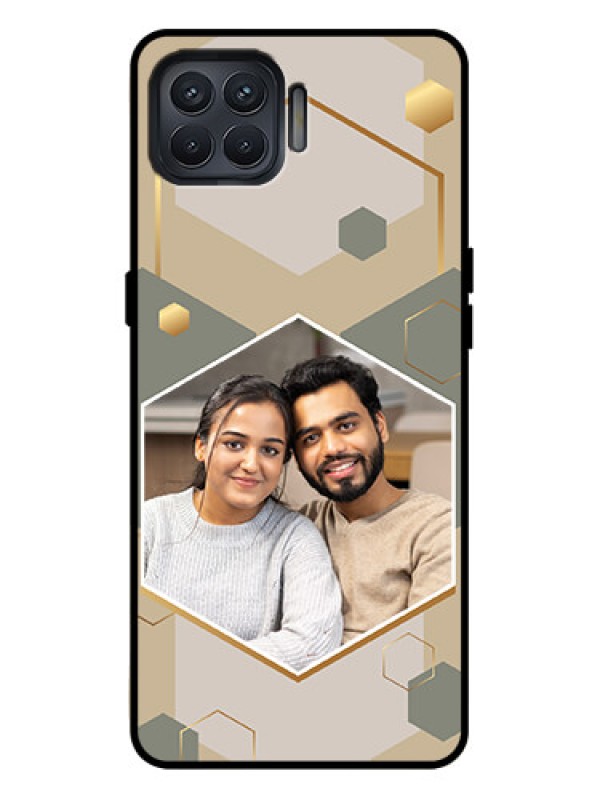 Custom Oppo F17 Pro Custom Metal Phone Case - Stylish Hexagon Pattern Design